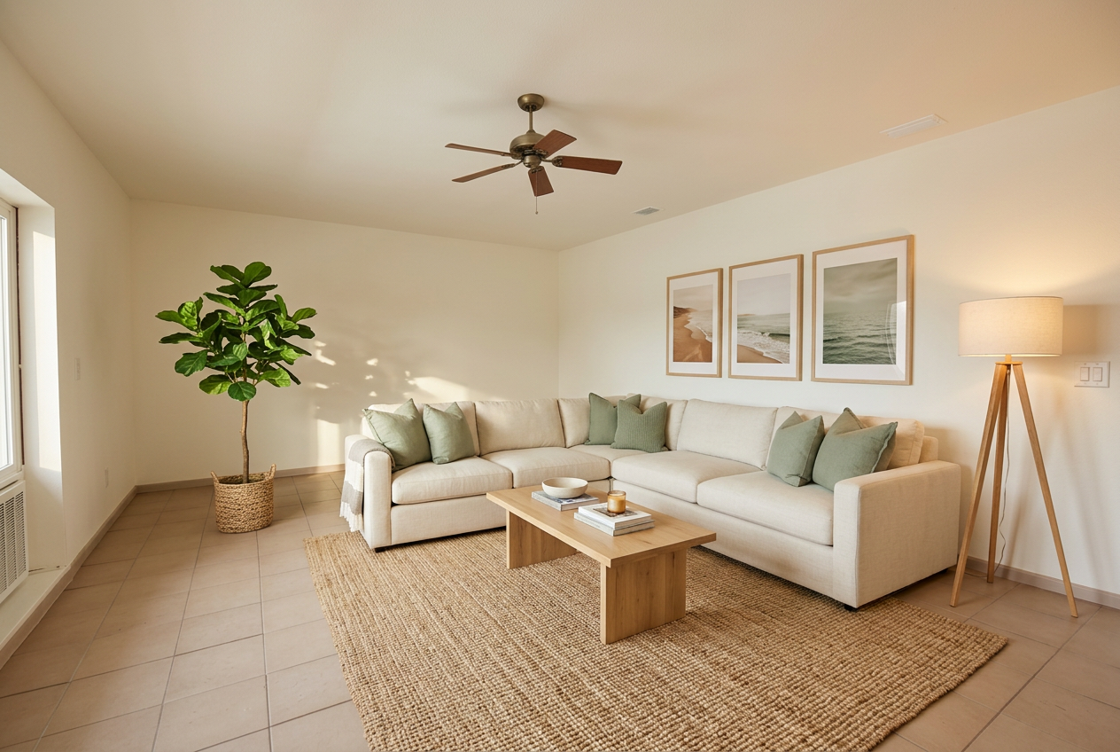 Living Room after StayStyled transformation
